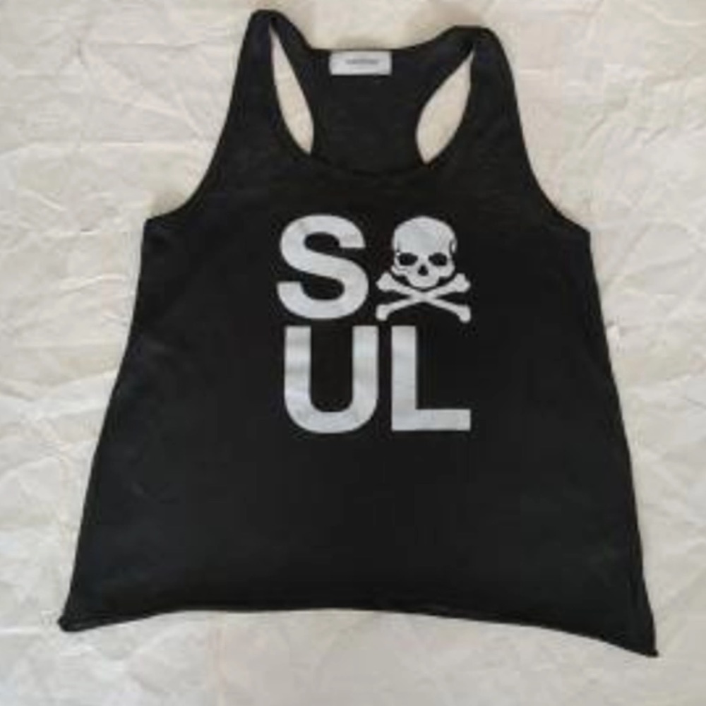 SoulCycle skull and crossbones scoop neck tank top size small